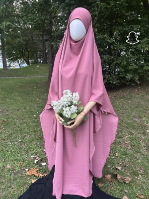 Khimar cape à nouée rose