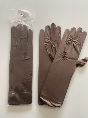 Gants fleuri taupe